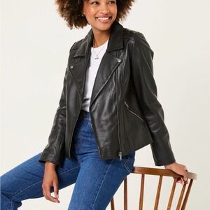 NWT Fat Face 100% Leather Bethany Biker Jacket